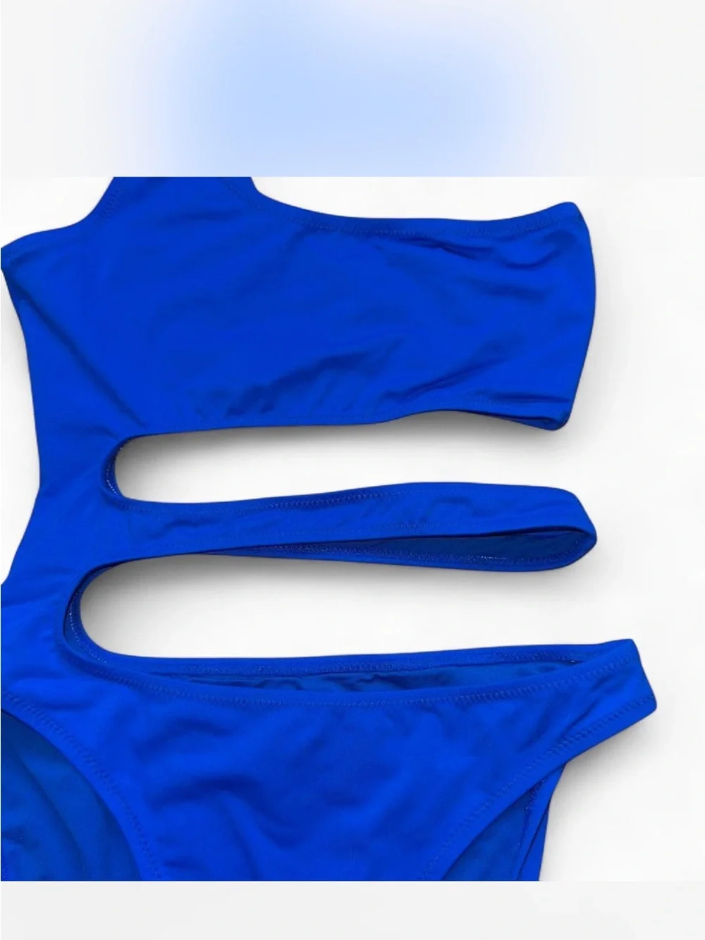 SKIMS One-Shoulder Cutout Swimsuit in Bright Blue
